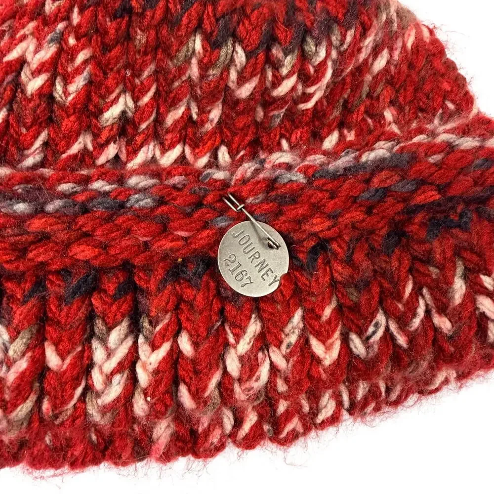 Journey 2167 Red Knitted Beanie Hat Soft Chunky Cozy Warm